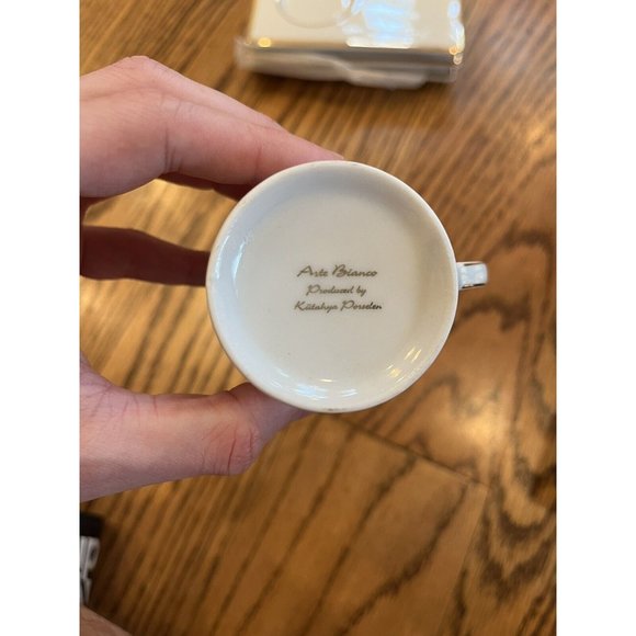 Kutahya Porselen Arte Bianco Expresso Coffee / Tea Set. Plates And Mug Cups. - Picture 9 of 13